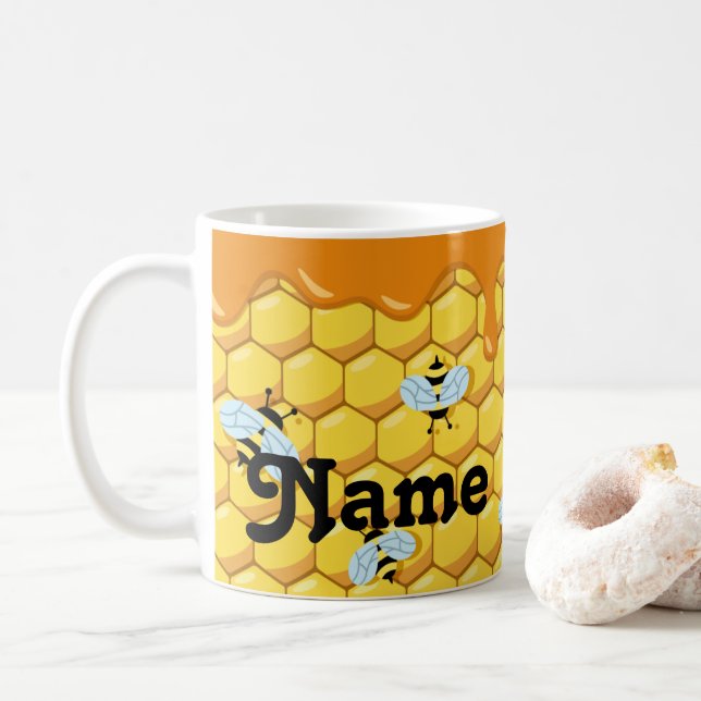 Caneca De Café Coletor Personalizado Abelhas de Mel Design Coffee (Com Donut)