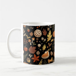Caneca De Café Colheita de Ação de Graças de Outono Preto Tempera