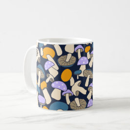 Caneca De Café Colheita de Cogumelos Floresta Noturna Retro