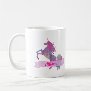 Caneca De Café Colheita rosa - Colchete Unicorn Silhouette Design