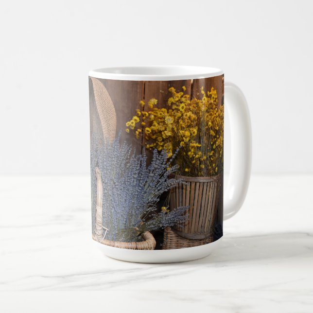 Caneca De Café Colheita Rústica de Lavanda (Frente Esquerda)