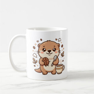 Caneca de Café Colher de Feijão Lontra Kawaii