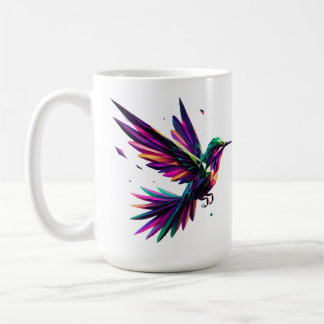 Caneca De Café Colibrí Arcoíris Geométrico – Arte Moderno Vibrant