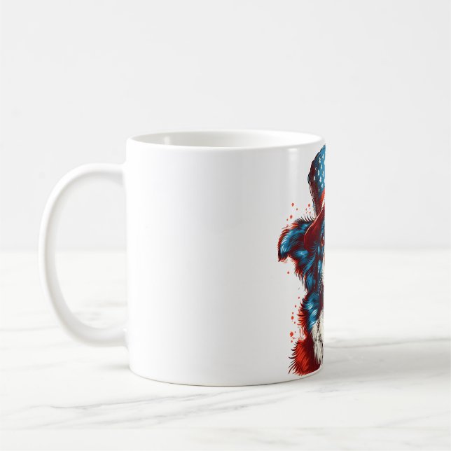 Caneca De Café Colie de fronteira com um chapéu de bandeira ameri (Esquerda)