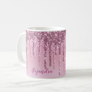 Caneca De Café Colírio de ouro rosa-rosa-na moda elegante