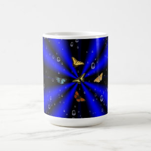 Caneca De Café Colírio e borboleta a preto e azul