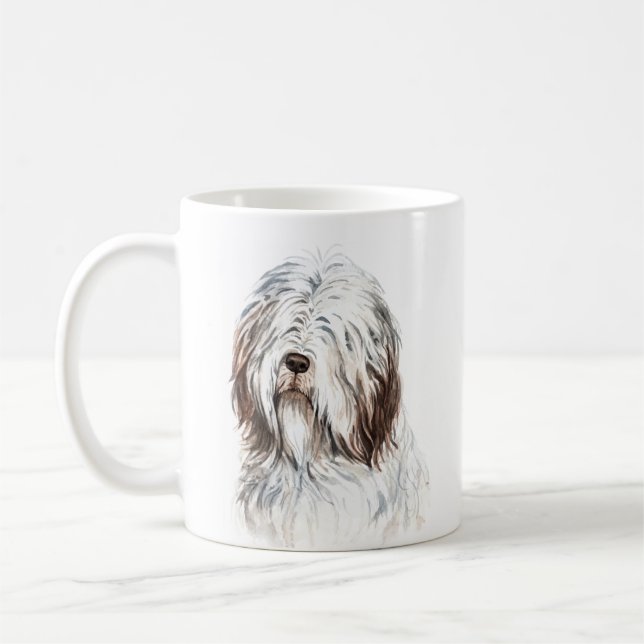 Caneca De Café Collie com Marca de Aquarela Personalizada (Esquerda)