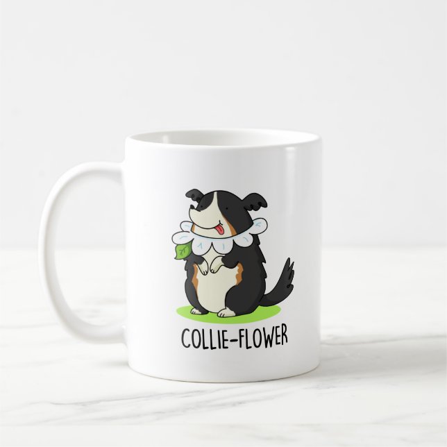 Caneca De Café Collie-flower Funny Border Collie Dog Pun (Esquerda)