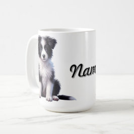 Caneca De Café Collie Puppy de Borda Cuja Fronteira Personalizada