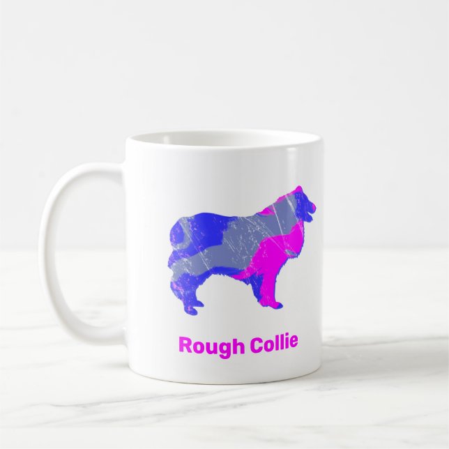 Caneca De Café Collie Rough Dog Cute Link Silhoule White (Esquerda)