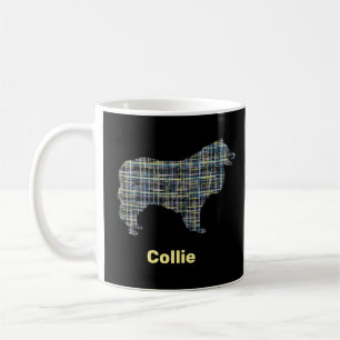 Caneca De Café Collie Rough Yellow & Black Grid Line