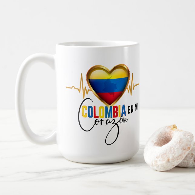 Caneca De Café Colômbia en mi Corazon - Orgulho Colombiano  (Com Donut)