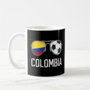 Caneca De Café Colômbia Flag & Football Sunglass Fan Colombiano