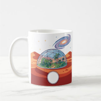 Caneca De Café Colônia Espacial Futurista em Marte Bio Cúpula Mod