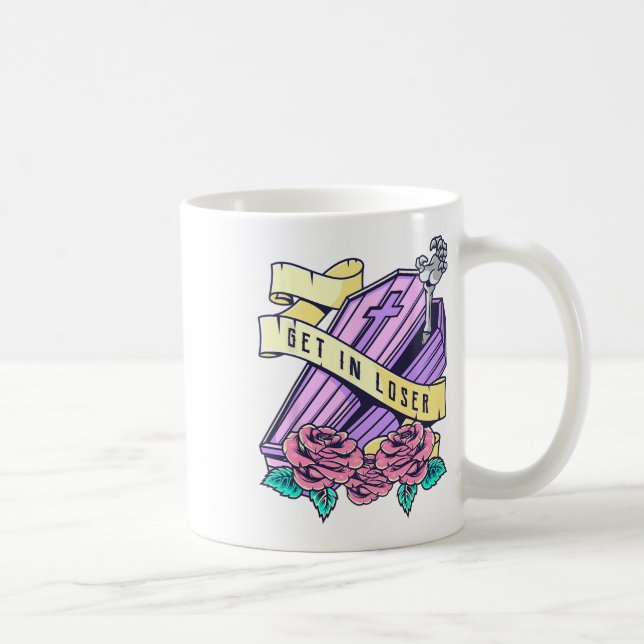 Caneca De Café Coloque-se no Gótico Kawaii Halloween A (Direita)