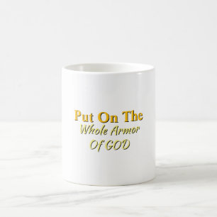 Caneca De Café Coloque Toda A Armadura De Deus Branco