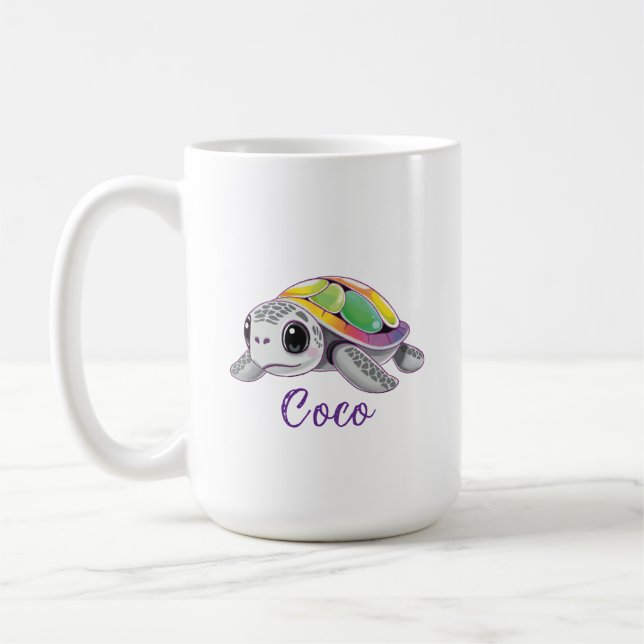 Caneca De Café Color Burst Sea Turtle (Esquerda)