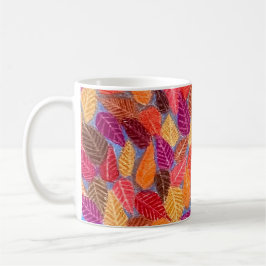 Caneca De Café Color Pencil Fall Foliage Leaves Drawing Mug