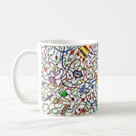 Caneca De Café Color Tangled Electrical Wiring Cartoon Art