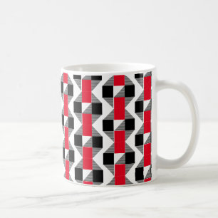 Caneca De Café coloração clássica estética vermelha e negra geomé