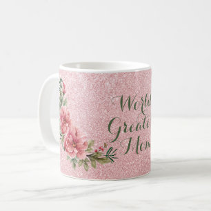 Caneca De Café Coloração d'água rosa no brilho - a maior mãe 