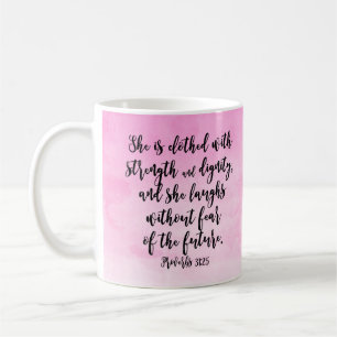 Caneca De Café Coloração d'água rosa Proverbs 31 Bíblias de mulhe
