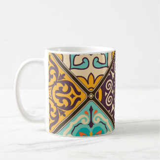 Caneca De Café Coloração de retalhos: Design de Azulejo Majolica