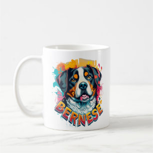 Caneca De Café Coloração vibrante do Cachorro da Montanha Bernese