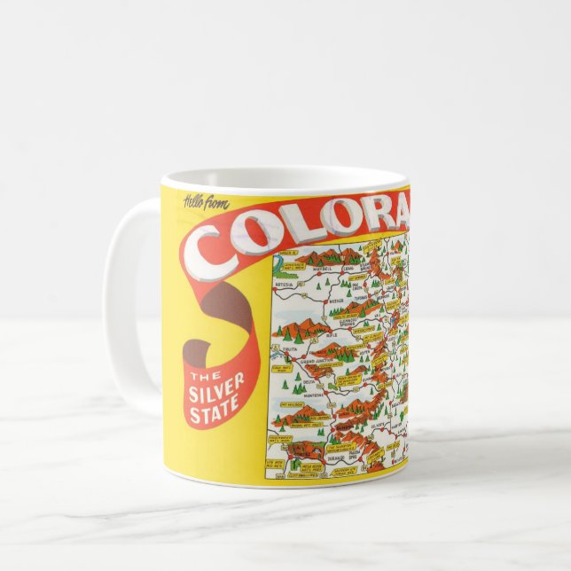 Caneca De Café Colorado Map Mug (Frente Esquerda)