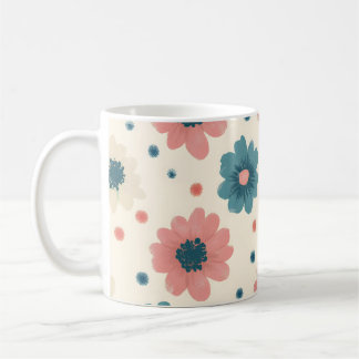 Caneca De Café Colores Retro Flores Boho Estilo Floral de Vintage