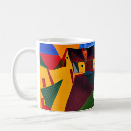 Caneca De Café Colorful Abstract Village Mug Unique Artistic Gift