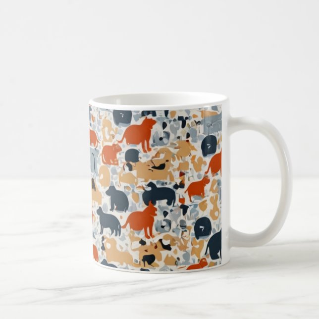 Caneca De Café "Colorful Animal Silhouette Pattern Mug (Direita)