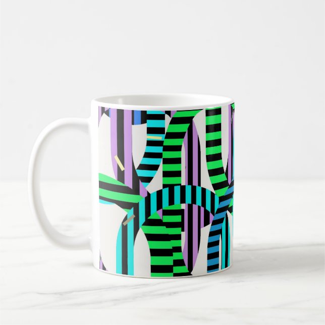 Caneca De Café Colorful Bauhaus Geometric Pattern  (Esquerda)