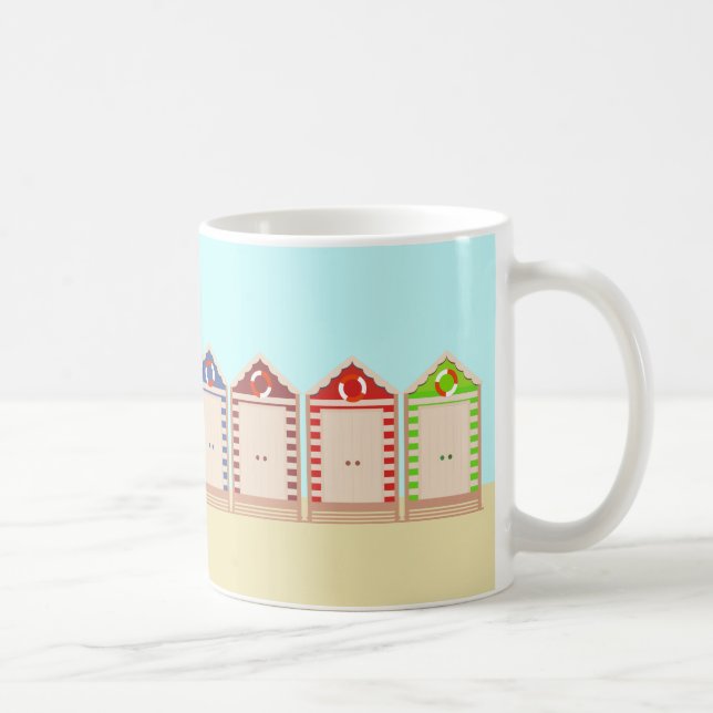 Caneca De Café Colorful Beach Huts Summer (Direita)