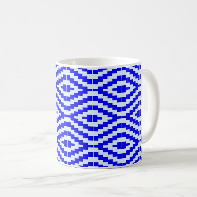 Caneca De Café Colorful blue and white Kente pattern (Frente Esquerda)