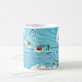 Caneca De Café Colorful Caribbean Map 