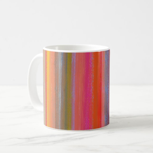 Caneca De Café Colorful Charcoal Boho Stripes (Frente Esquerda)
