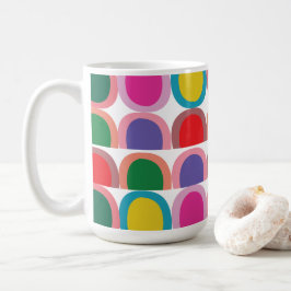 Caneca De Café Colorful Half Circle Geometric