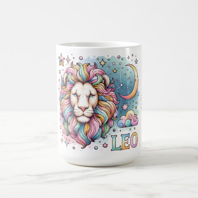Caneca De Café Colorful Leo Zodiac Astrology Lion (Centro)