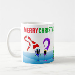 Caneca De Café Colorful Merry Christmas Cartoon