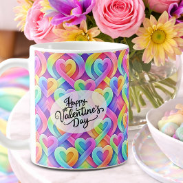 Caneca De Café Colorful Modern Hearts Pattern Valentine’s Day