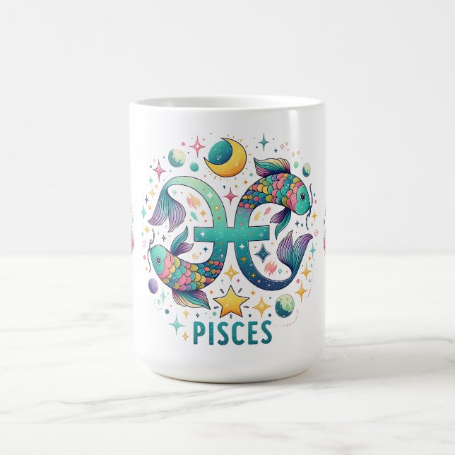 Caneca De Café Colorful Pisces Zodiac Fish Astrology (Centro)