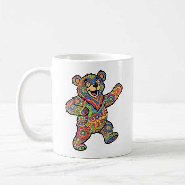 Caneca De Café Colorful Psychedelic Teddy Bear Art (Esquerda)