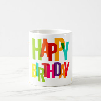 Caneca De Café Colorful Rainbow Lettering & Festive Design