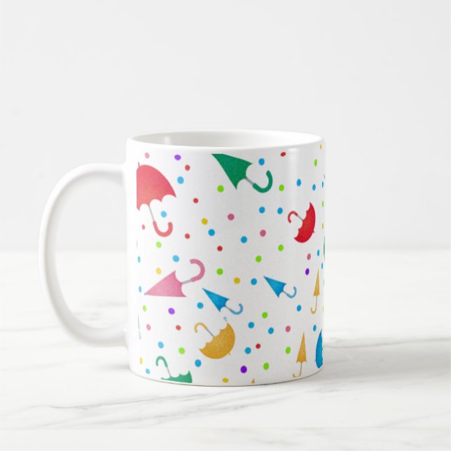 Caneca De Café Colorful Umbrellas and Confetti Pattern (Esquerda)