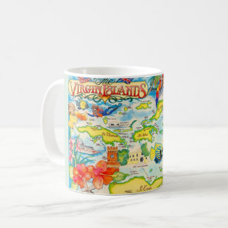 Caneca De Café Colorful Virgin Islands Map 