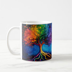 Caneca De Café Colorida Árvore da Vida Rodeia Sabedoria Sabedoria