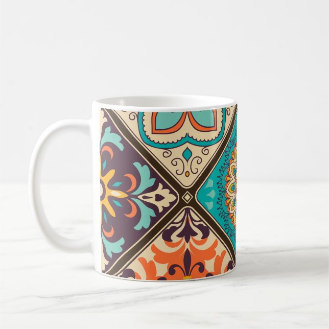Caneca De Café Colorida azulejo de retalhos: Motivos islâmicos. (Esquerda)