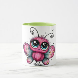 Caneca de café colorida com borboleta roxa