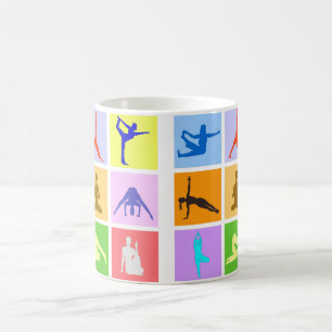 Caneca de café colorida de 9 poses da ioga